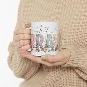 Just PRAY Floral Coffee Mug White Ceramic Inspirational Faith Religious Gift
